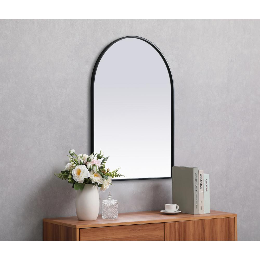 Metal Frame Arch Mirror 27x36 Inch in Black. Picture 4