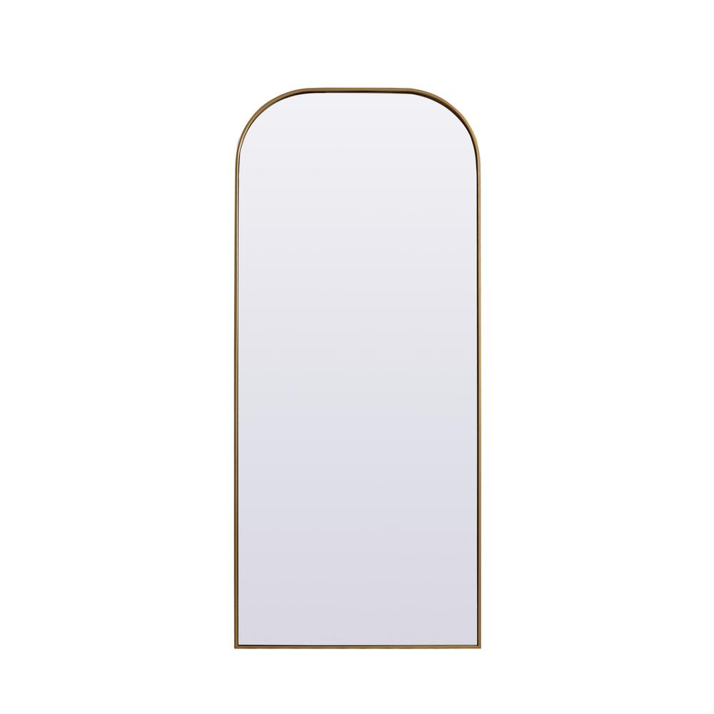 Metal Frame Arch Full Length Mirror 32x76 Inch in Brass. Picture 1