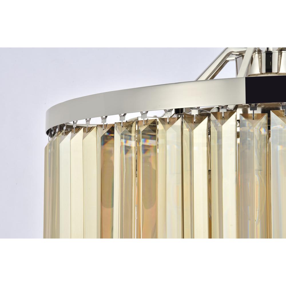 Chelsea 8 light polished nickel Chandelier Golden Teak (Smoky) Royal Cut Crystal. Picture 5