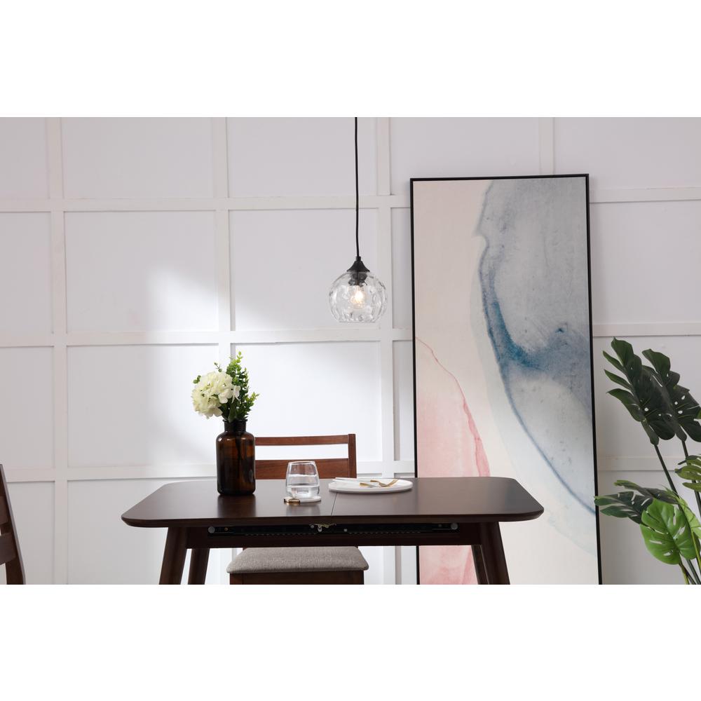 Cashel 1 light Black and Clear glass pendant. Picture 14