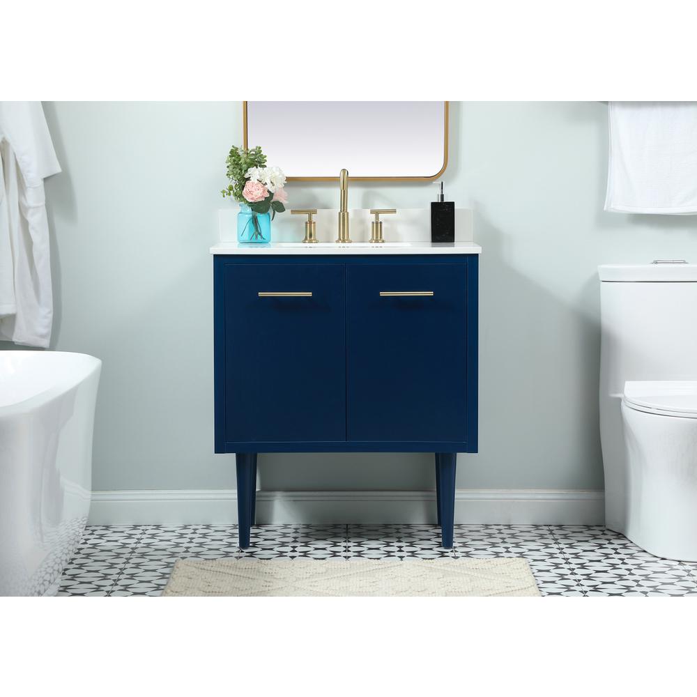 30 inch Single bathroom vanity in blue with backsplash. Picture 14
