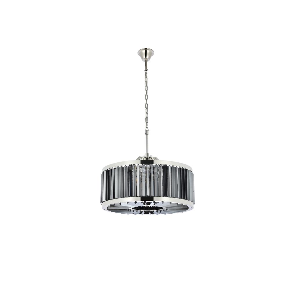 Chelsea 8 light polished nickel Chandelier Silver Shade (Grey) Royal Cut Crystal. Picture 6