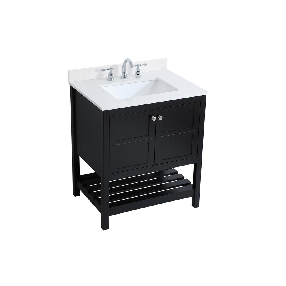 30 inch Single Bathroom Vanity in Black with Backsplash. Picture 8