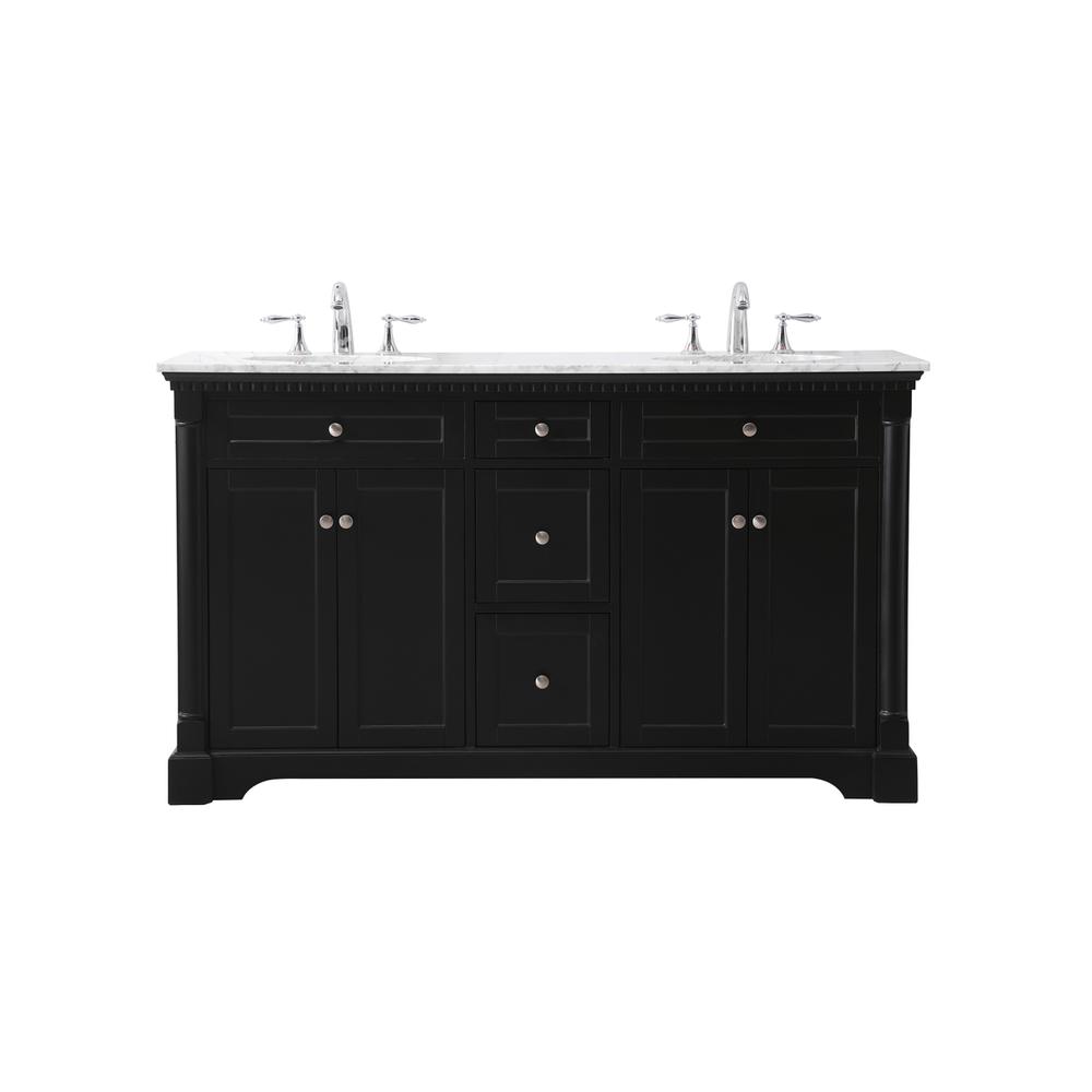 60 inch double bathroom vanity set in black. Picture 1