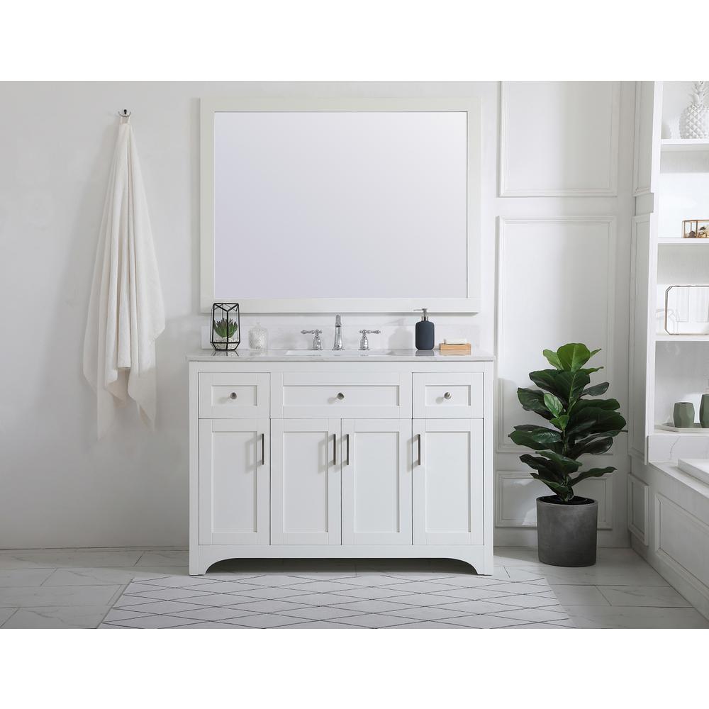 48 inch Single Bathroom Vanity in White with Backsplash. Picture 7