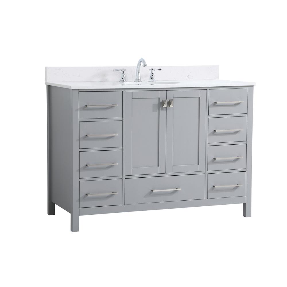 48 inch Single Bathroom Vanity in Gray with Backsplash. Picture 7