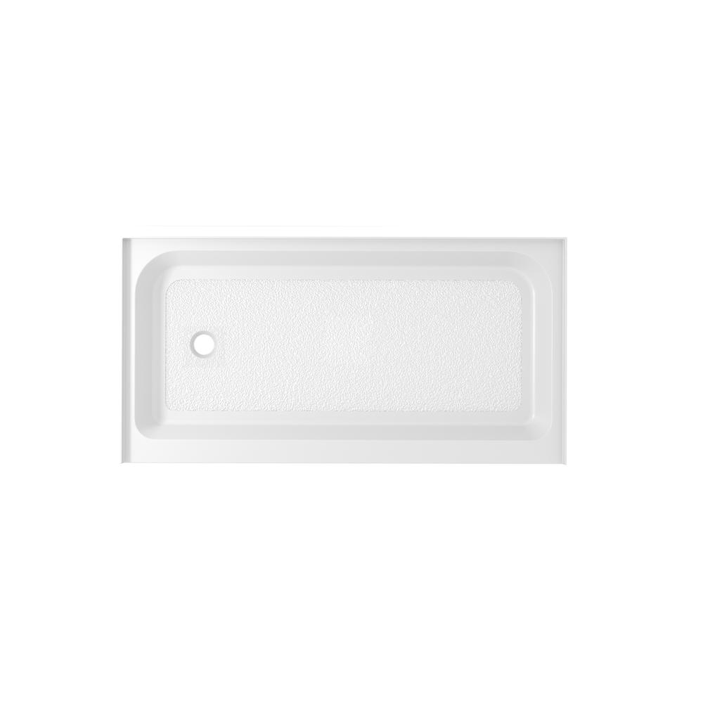 60x32 inch Single threshold shower tray left drain in glossy white. Picture 1