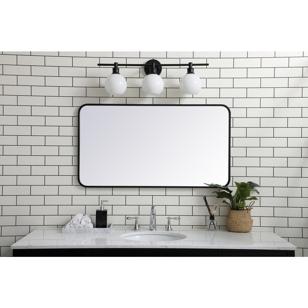 Soft corner metal rectangular mirror 22x40 inch in Black. Picture 2