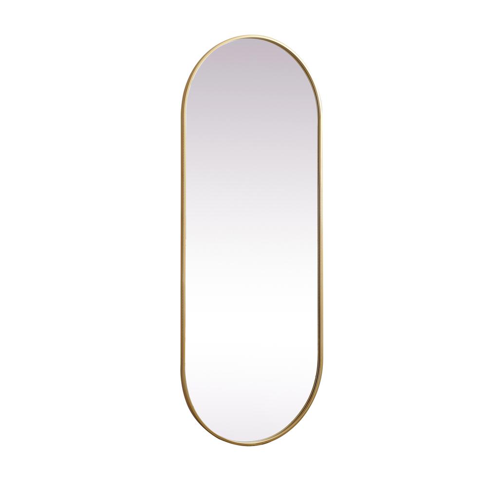 Metal Frame Oval Mirror 24x60 Inch in Brass. Picture 7