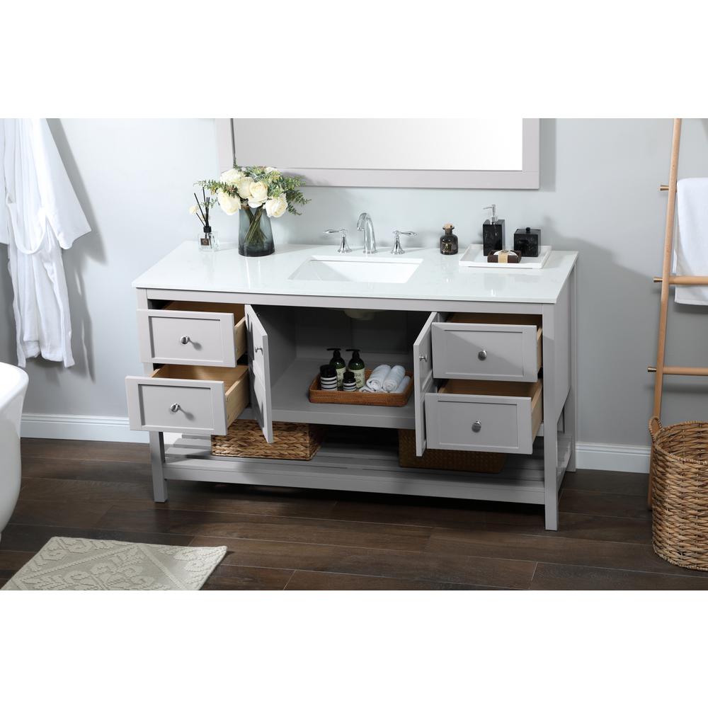 60 inch Single bathroom vanity in grey. Picture 3