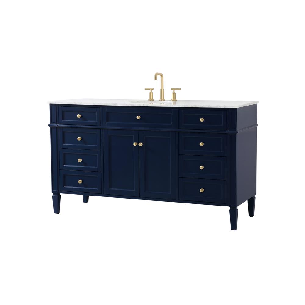 60 inch Single bathroom vanity in blue. Picture 7