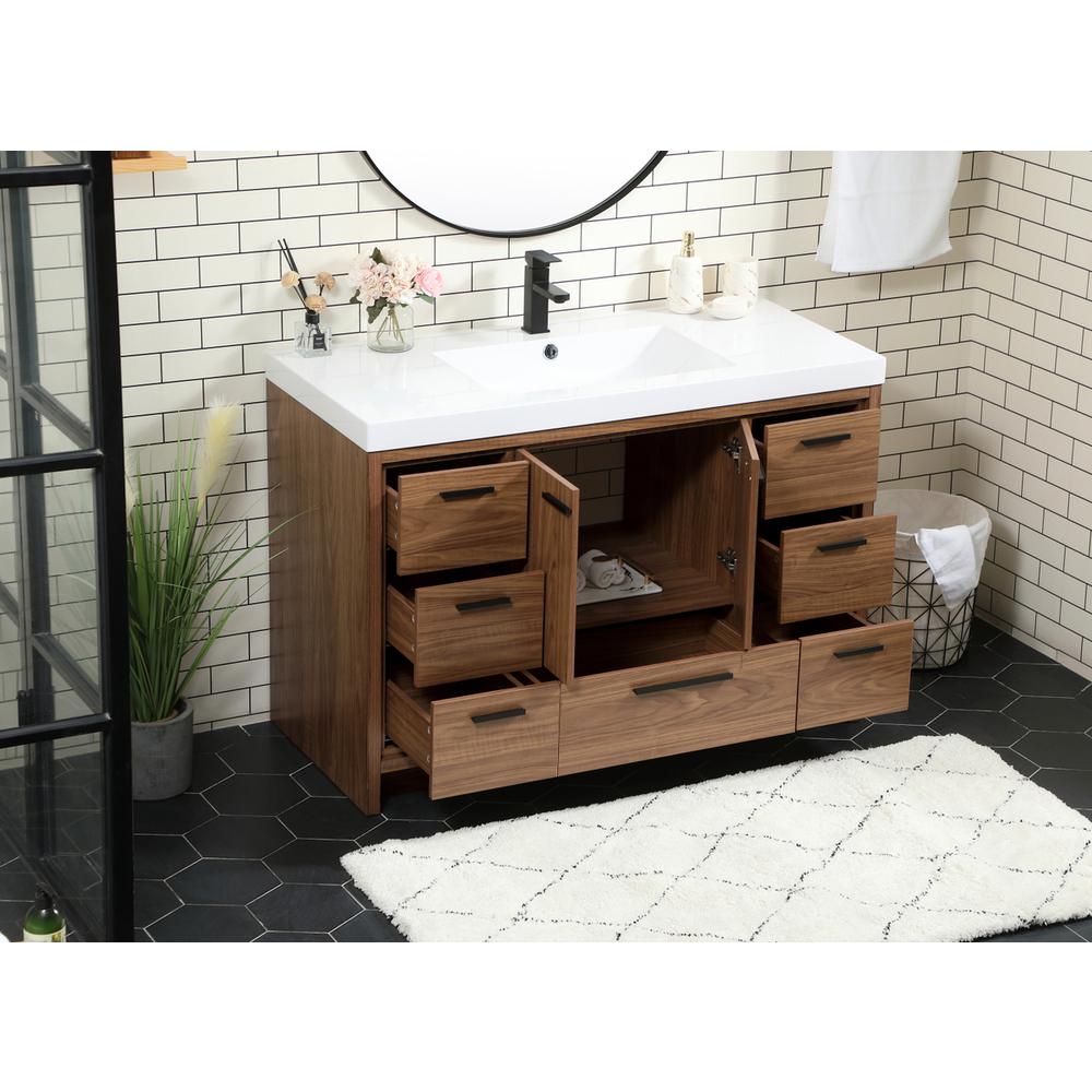 48 inch Single bathroom vanity in walnut brown. Picture 3
