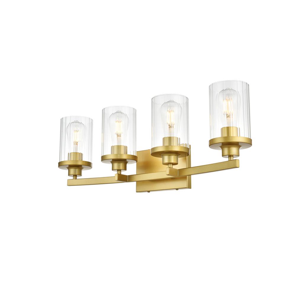 Saanvi 4 light Brass and Clear Bath Sconce. Picture 2