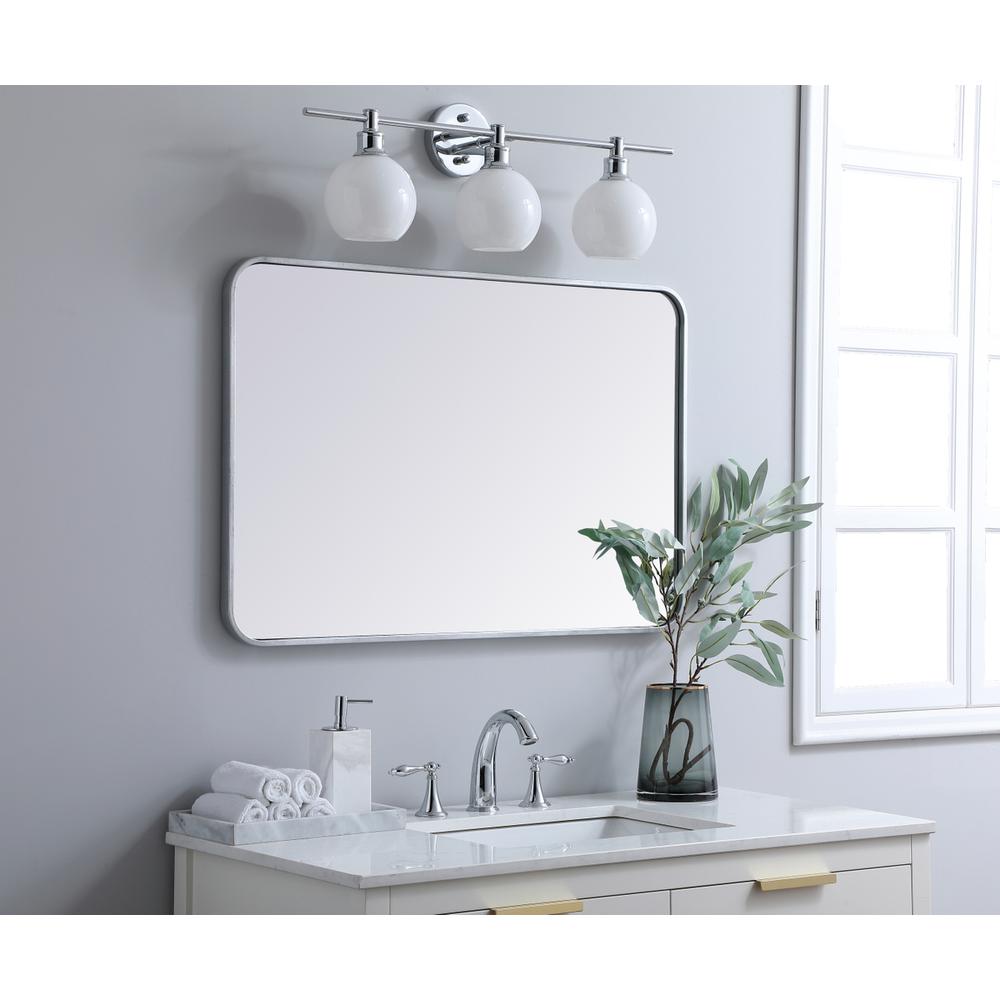 Soft corner metal rectangular mirror 24x36 inch in Silver. Picture 2