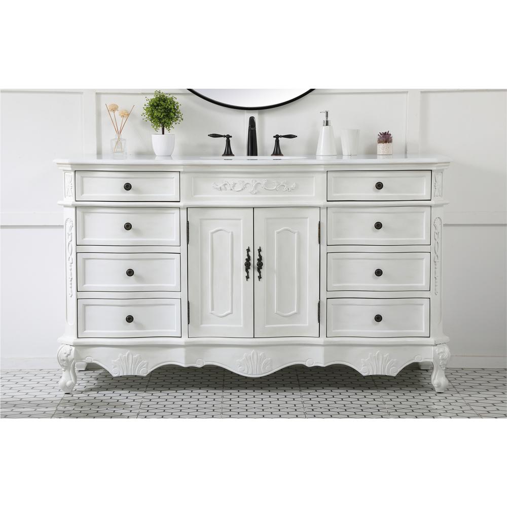 60 inch Single Bathroom vanity in antique white. Picture 14