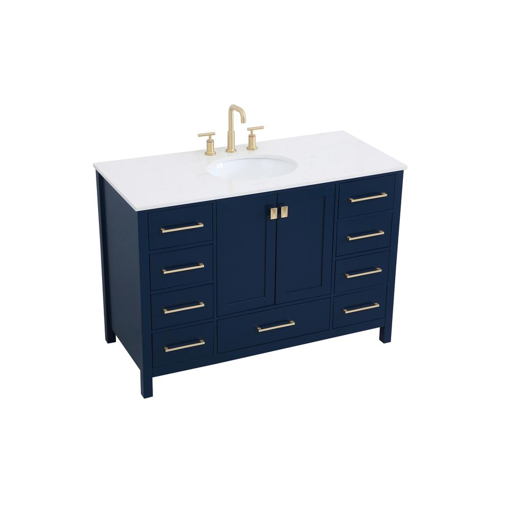 48 inch Single Bathroom Vanity in Blue. Picture 7
