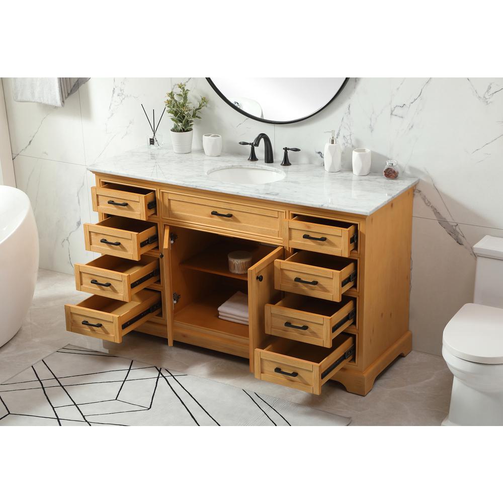 60 inch Single bathroom vanity in natural wood. Picture 3