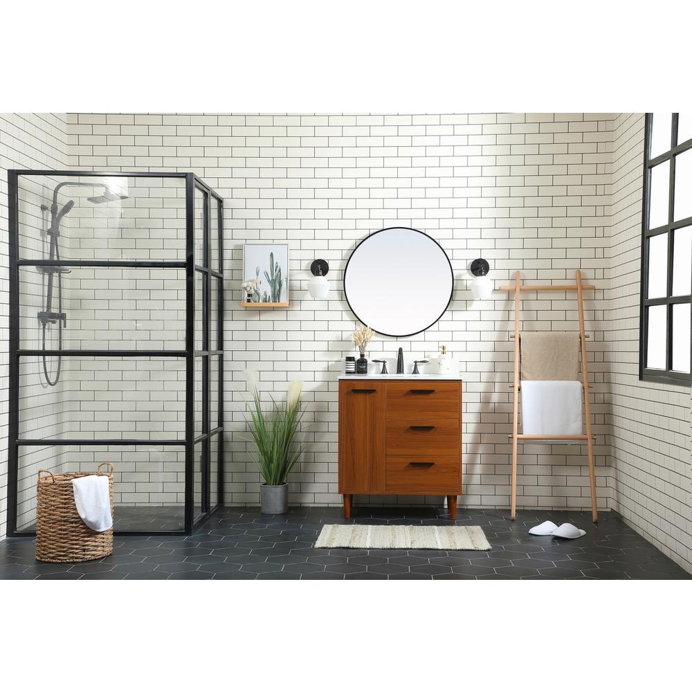 30 inch bathroom vanity in Teak with backsplash. Picture 4