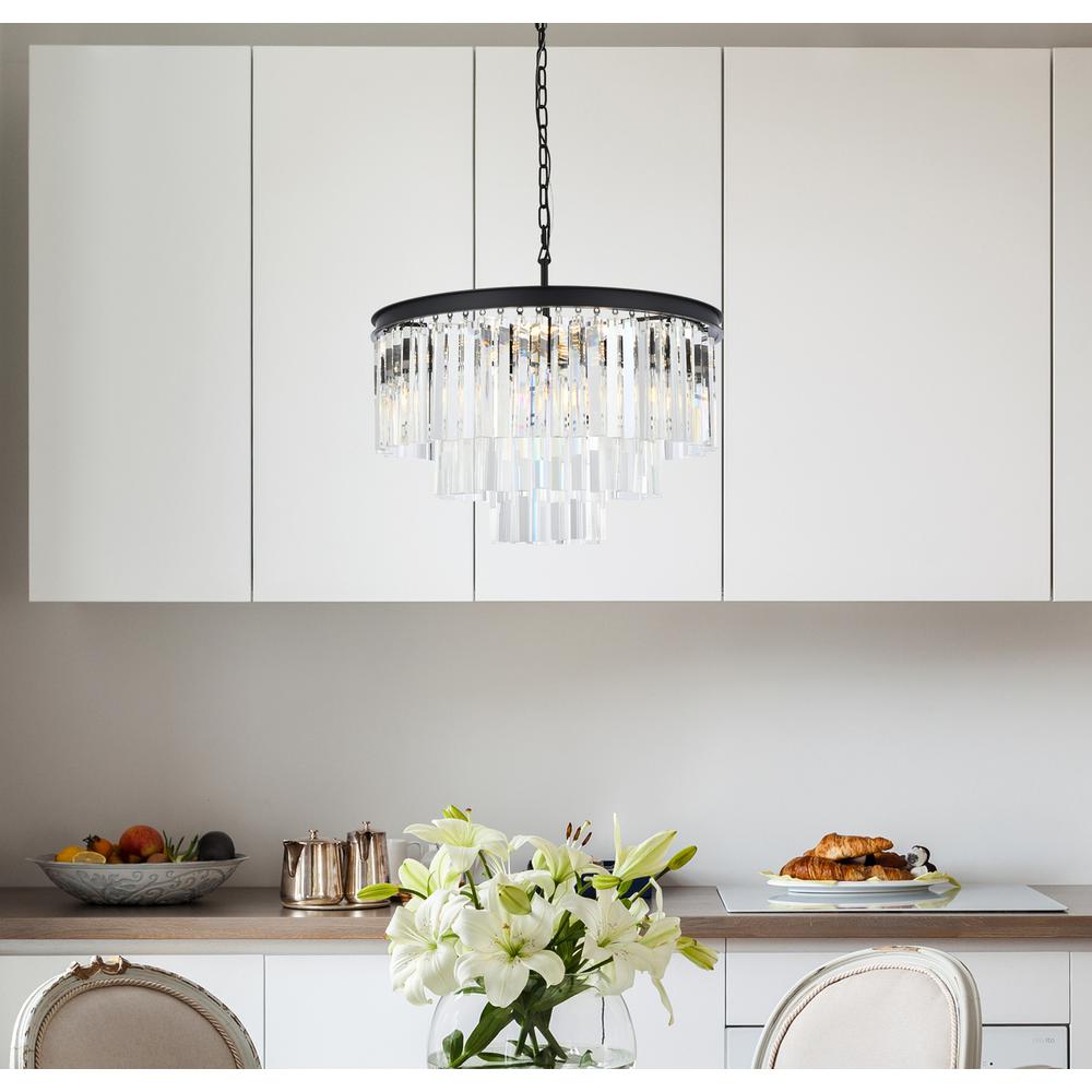 Sydney 9 light Matte Black Chandelier Clear Royal Cut Crystal. Picture 8
