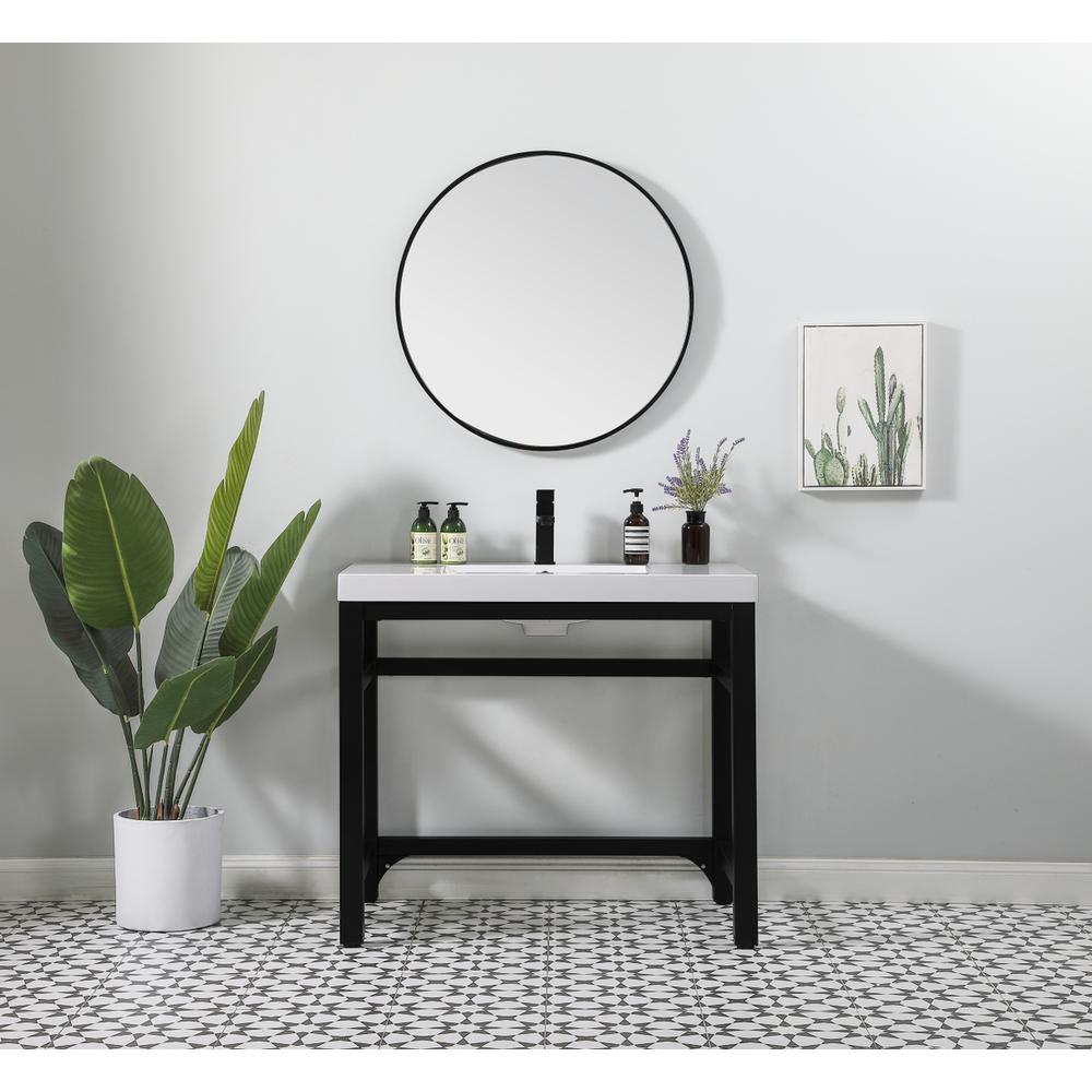 36 inch ADA compliant Single bathroom metal vanity in black. Picture 3