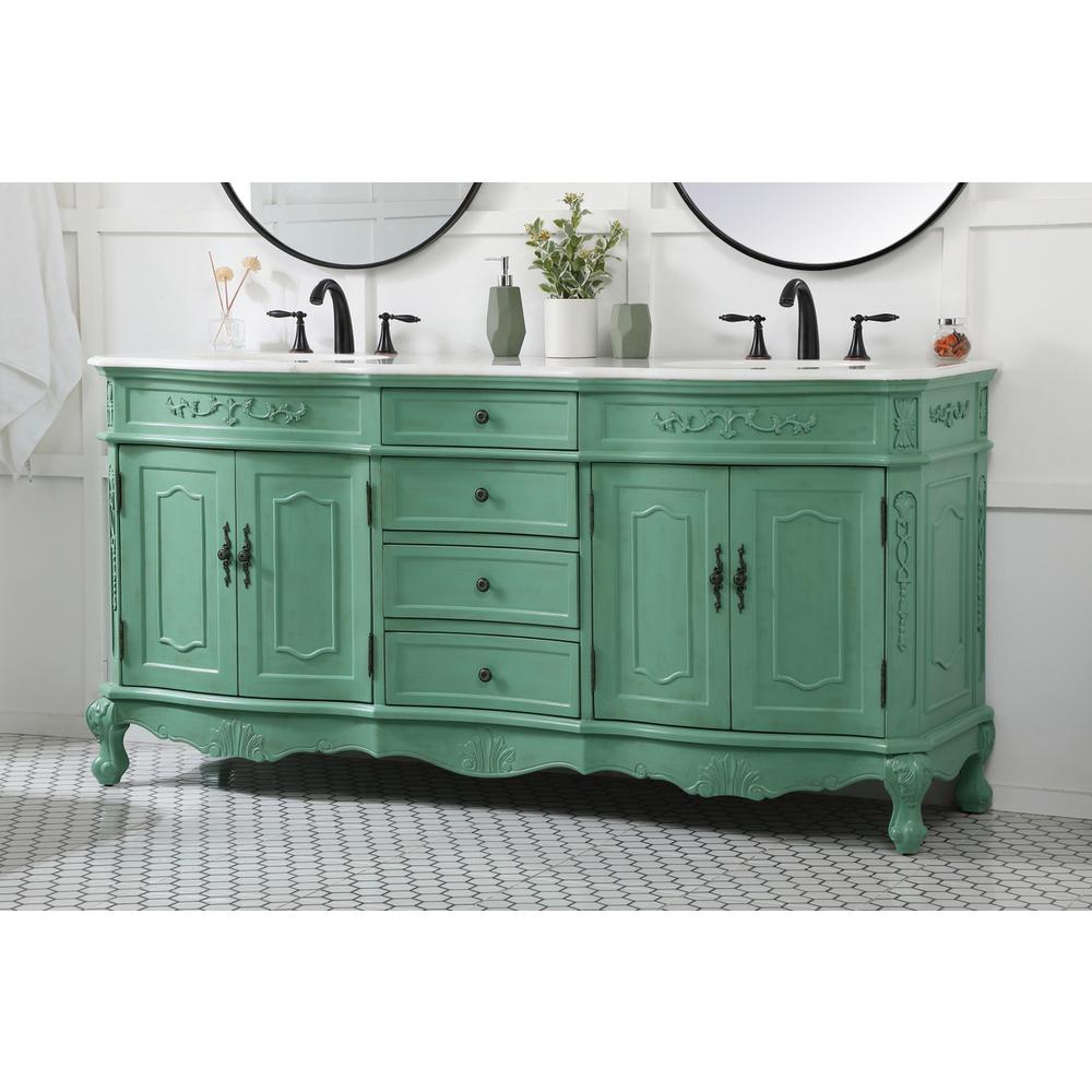 72 inch double bathroom vanity in vintage mint. Picture 2