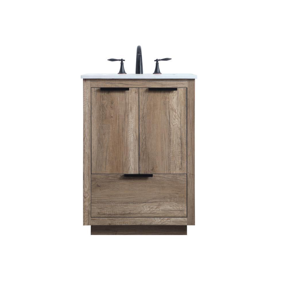 24 Inch SIngle Bathroom Vanity In Natural Oak. Picture 1