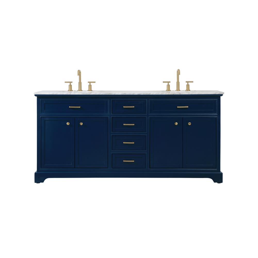72 inch double bathroom vanity in blue. Picture 1