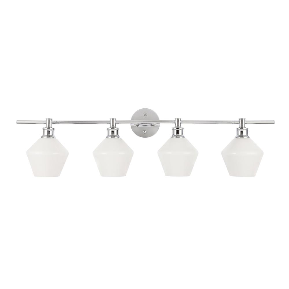 Gene 4 light Chrome and Frosted white glass Wall sconce. Picture 10