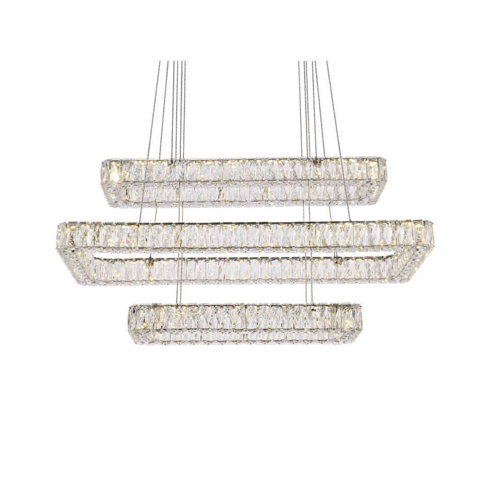 Monroe 42 inch LED triple rectangle pendant in chrome. Picture 2
