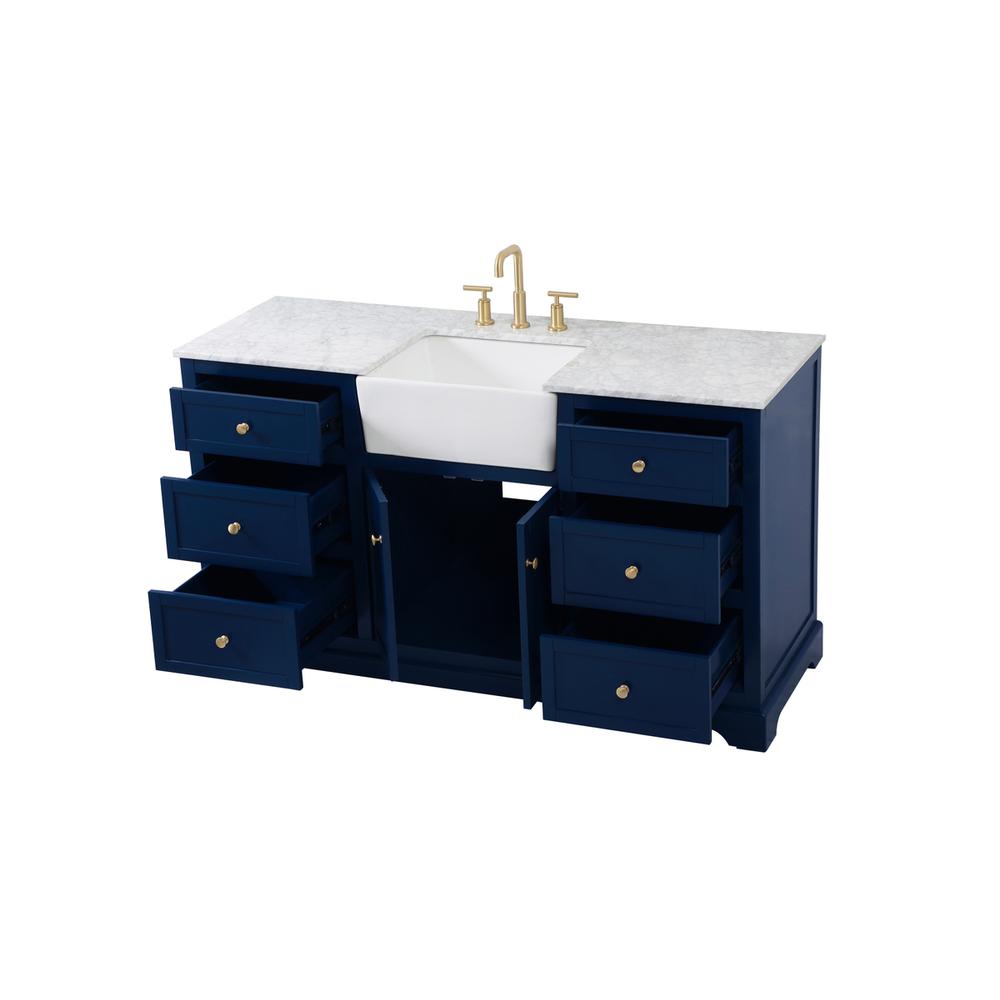 60 inch Single bathroom vanity in blue. Picture 9