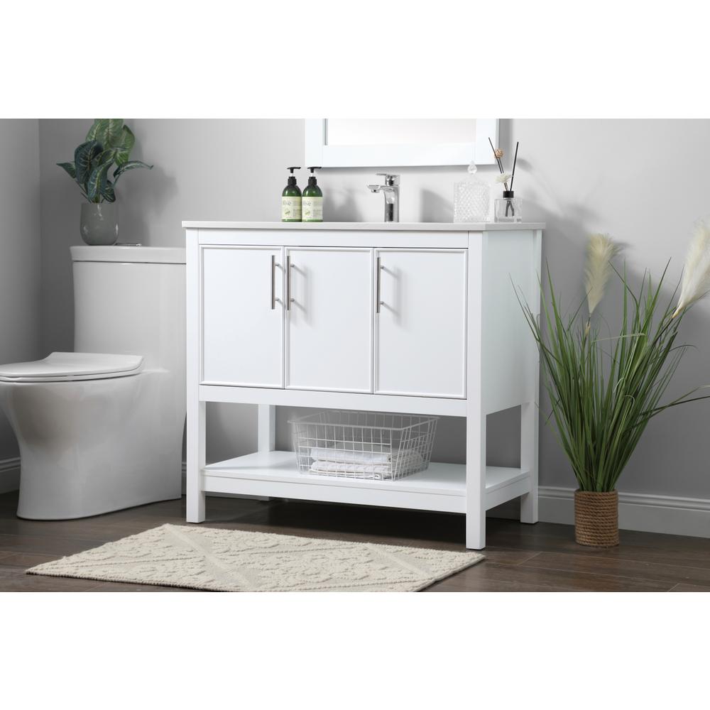 36 Inch SIngle Bathroom Vanity In White. Picture 2