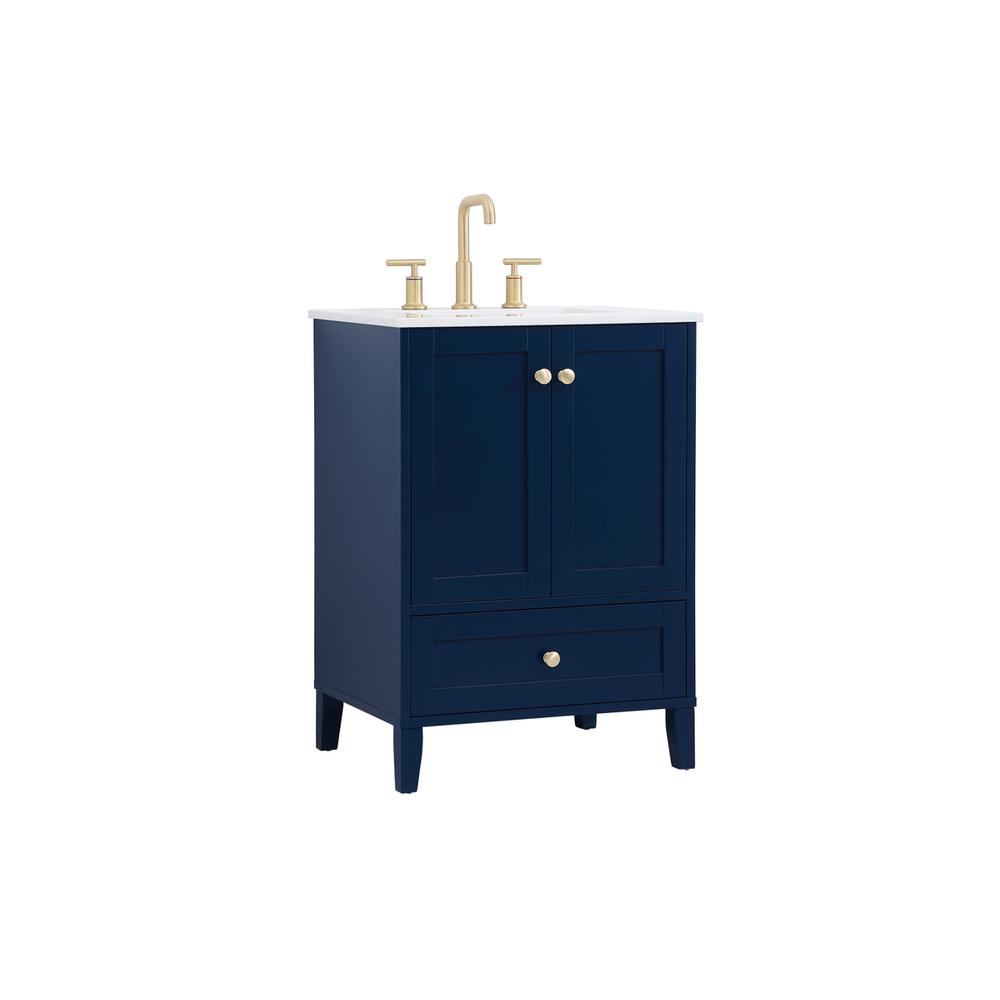 24 inch Single Bathroom Vanity in Blue. Picture 6