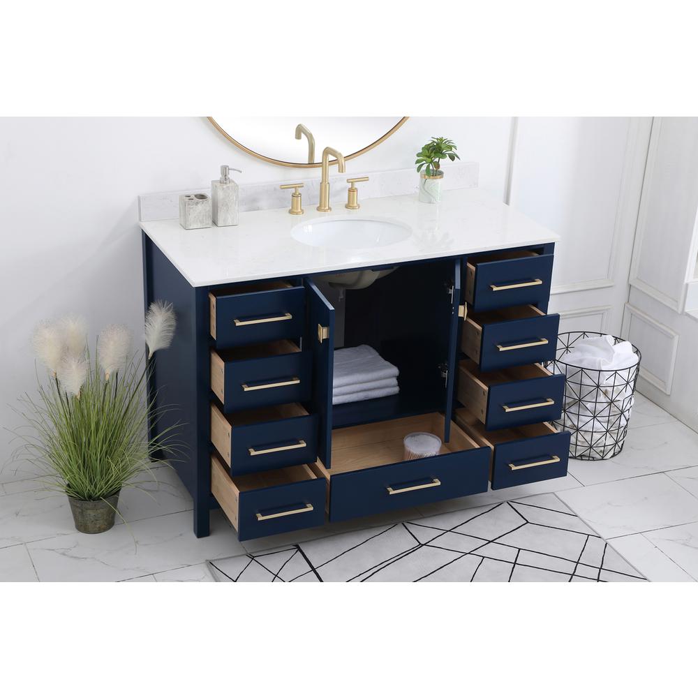 48 inch Single Bathroom Vanity in Blue with Backsplash. Picture 3