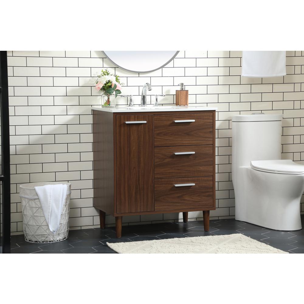 30 inch bathroom vanity in Walnut. Picture 2
