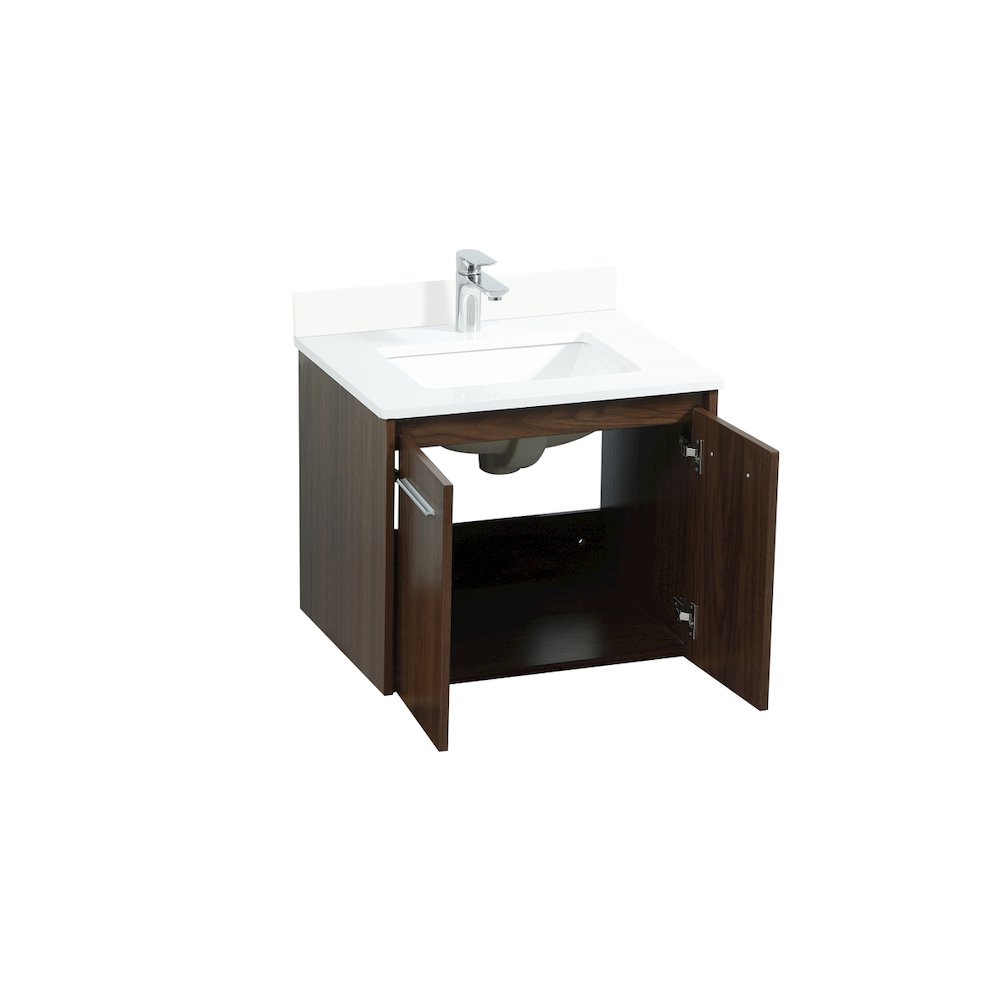 24 Inch Single Bathroom Vanity In Walnut With Backsplash. Picture 10