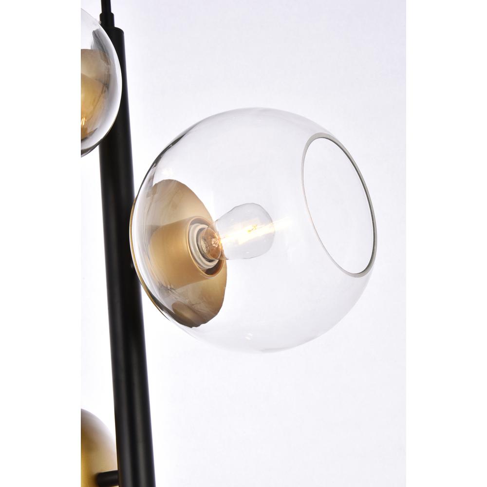 Wells 18 inch pendant in black and brass with clear shade. Picture 3