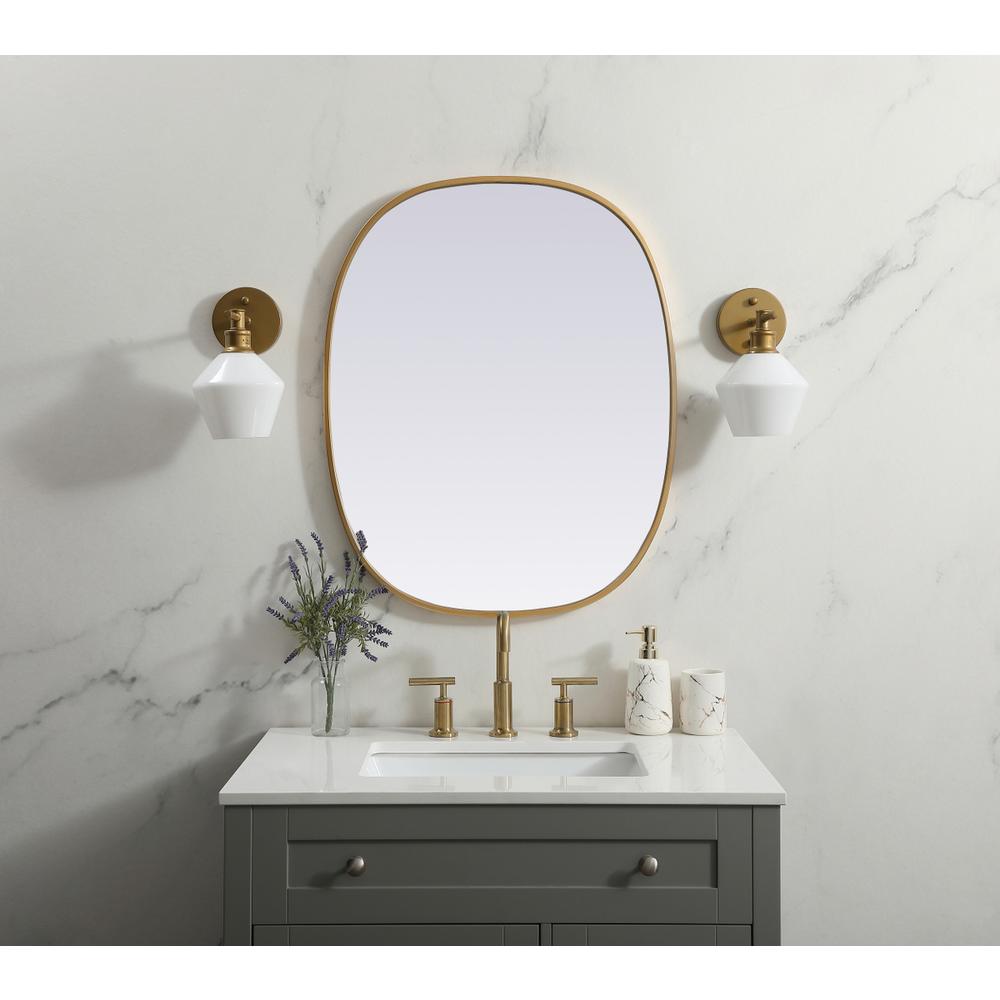 Metal Frame Oval Mirror 24x30 Inch in Brass. Picture 11