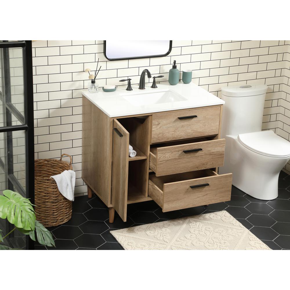 36 inch Single bathroom vanity in natural oak. Picture 3
