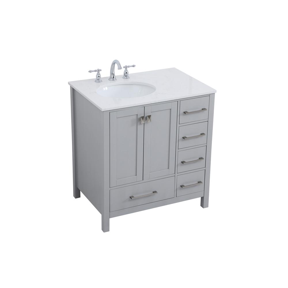 32 inch Single Bathroom Vanity in Gray. Picture 7
