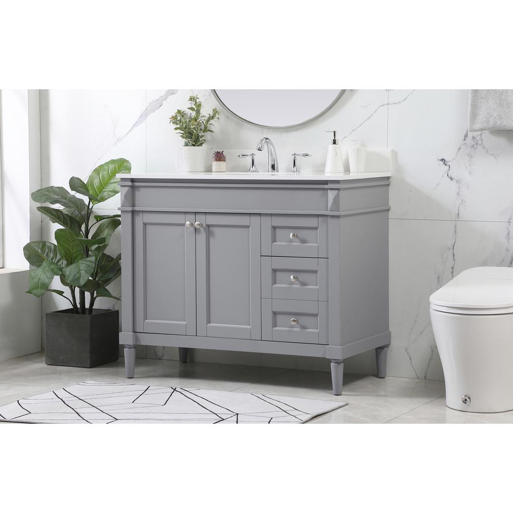42 inch Single bathroom vanity in grey with backsplash. Picture 2