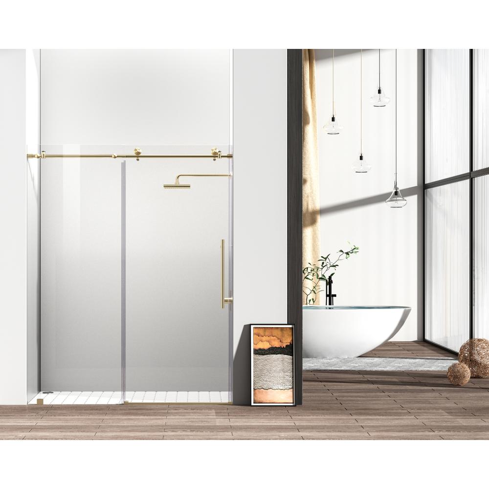 Frameless shower door 60 x 76 Brushed Gold. Picture 1
