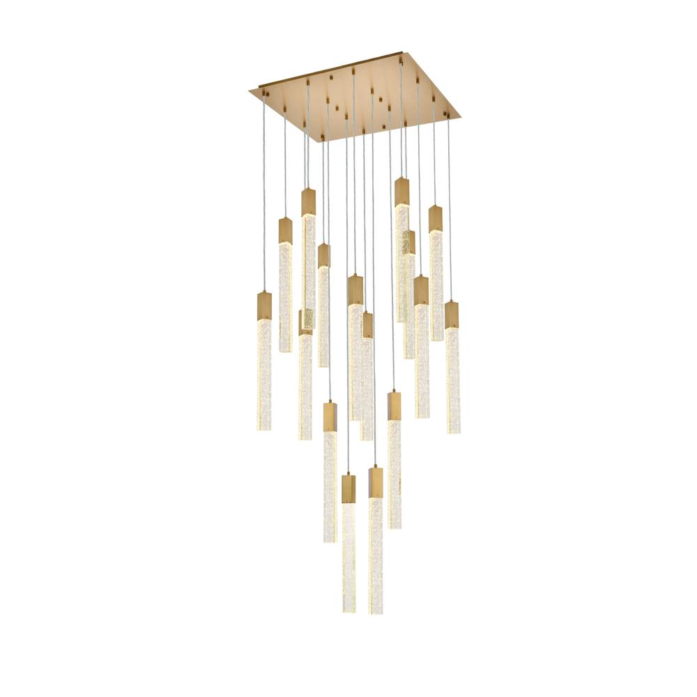 Weston 16 lights pendant in satin gold. Picture 1