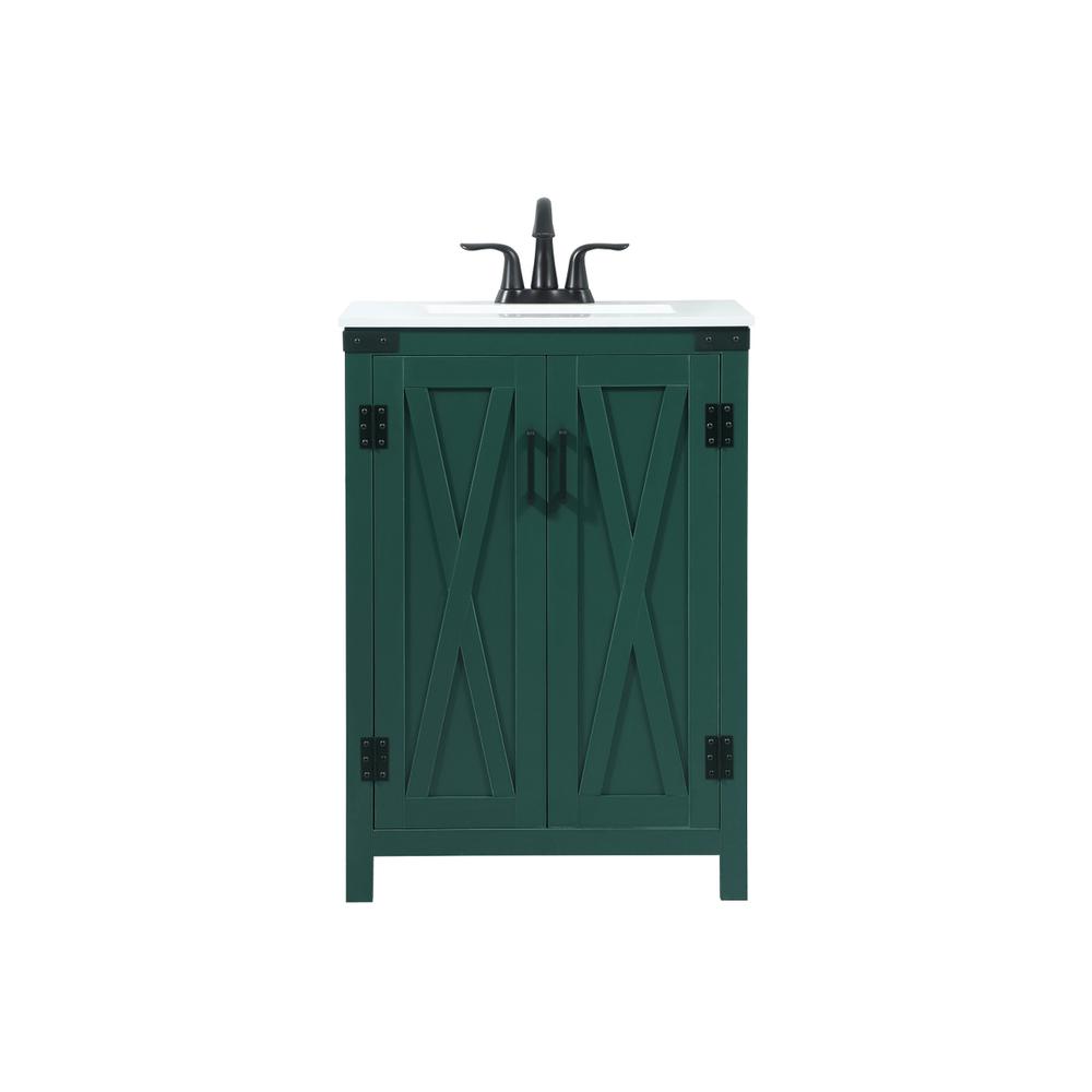 24 inch Single bathroom vanity in green. Picture 1