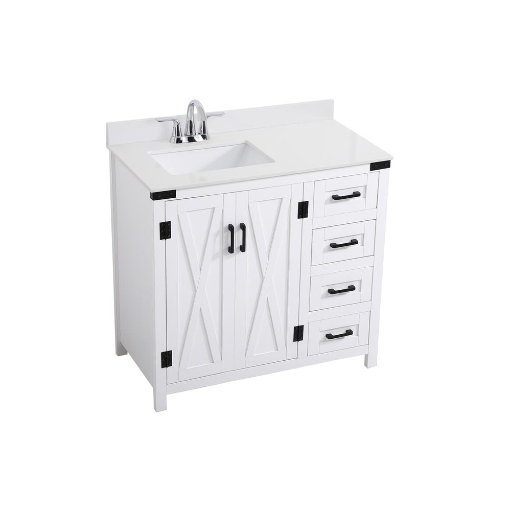 36 inch bathroom Vanity in White with Backsplash. Picture 8