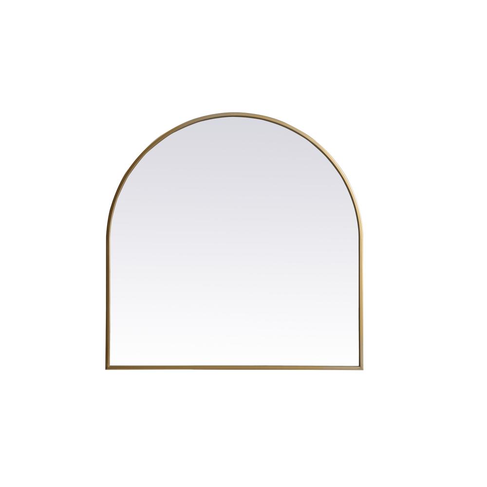 Metal Frame Arch Mirror 30x30 Inch in Brass. Picture 1
