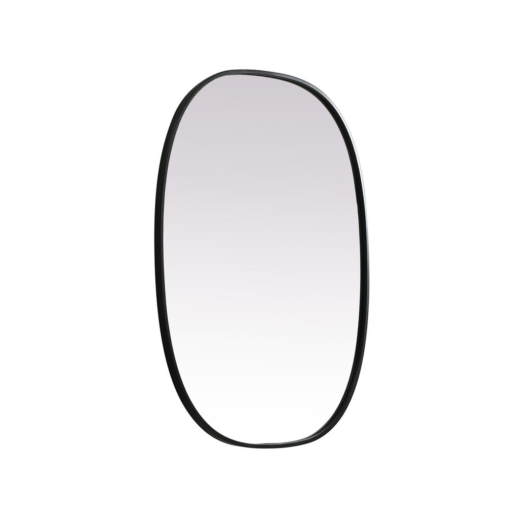 Metal Frame Oval Mirror 27x36 Inch in Black. Picture 7