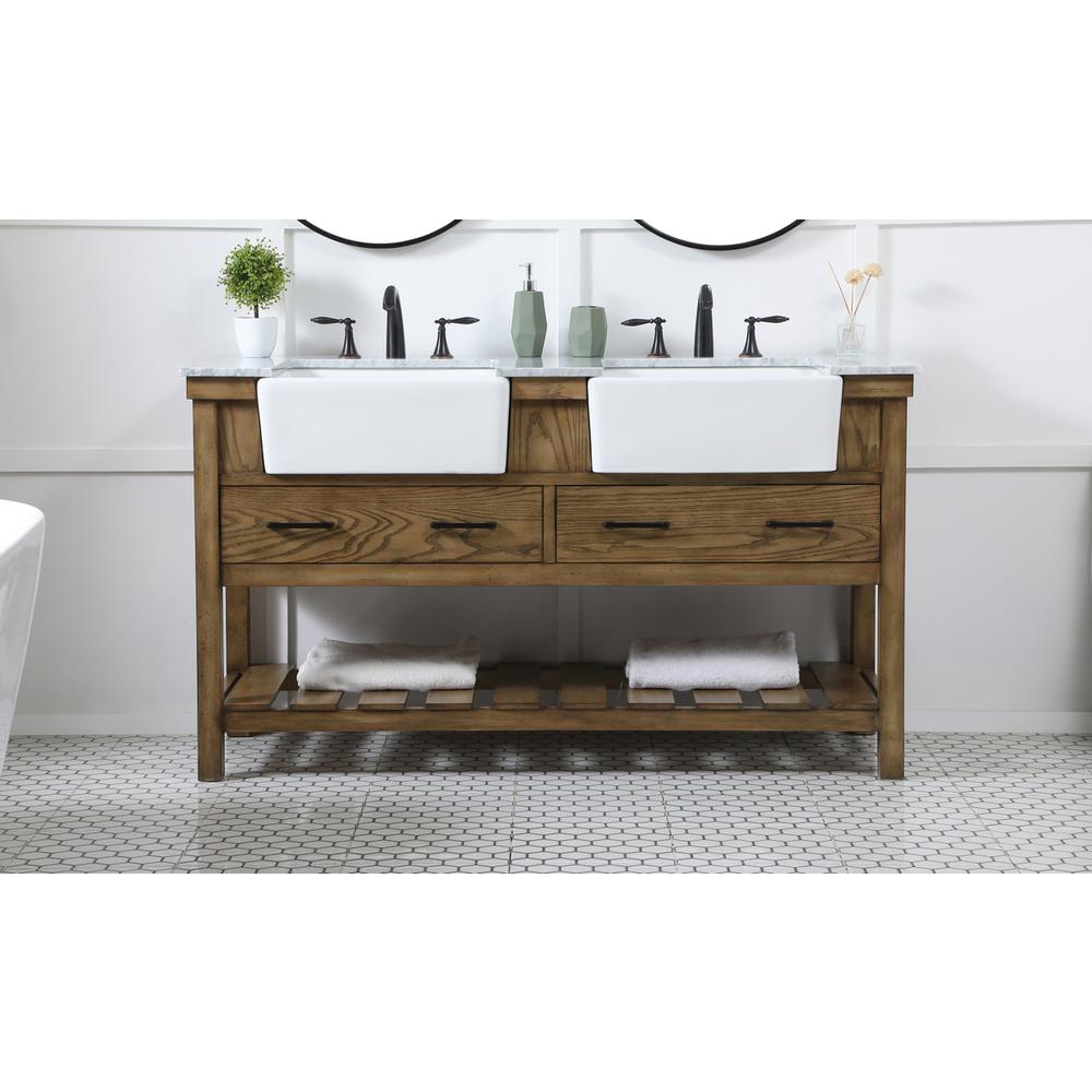 60 inch double bathroom vanity in driftwood. Picture 14