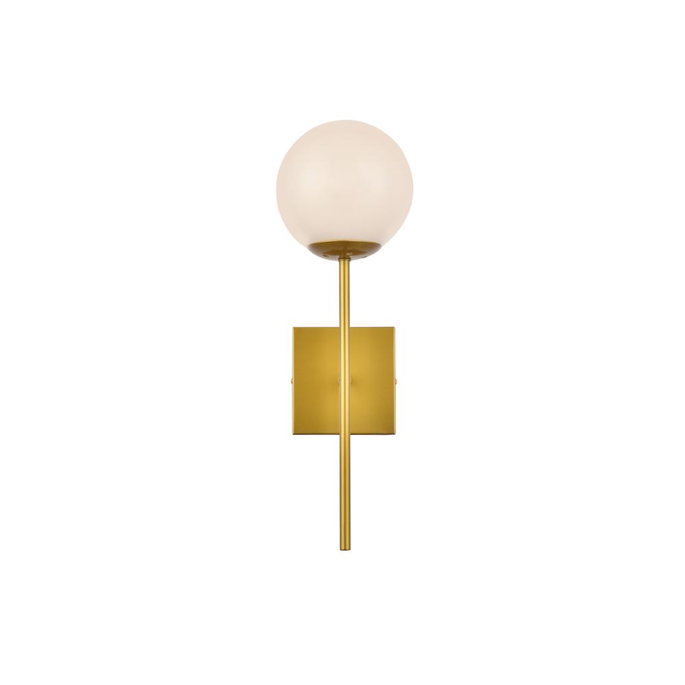 Neri 1 light brass and white glass wall sconce. Picture 1