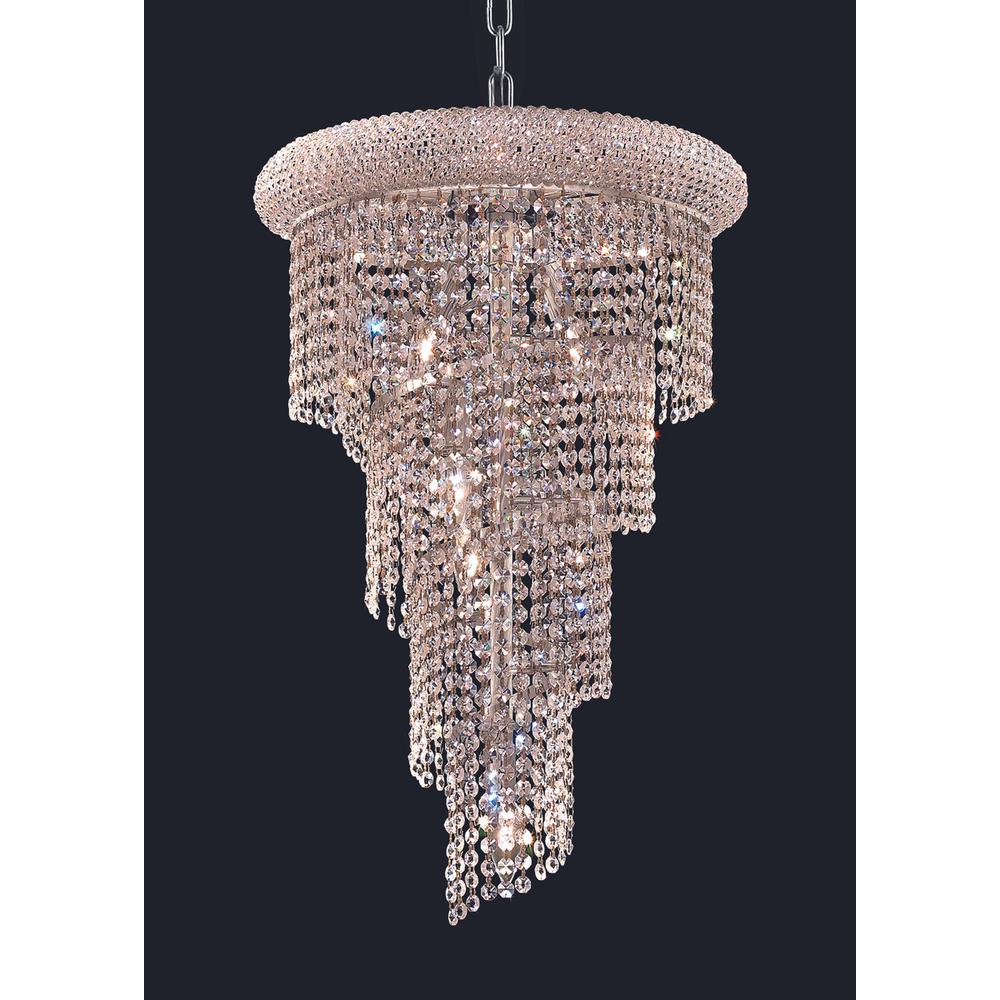 Spiral 8 light Chrome Pendant Clear Royal Cut Crystal. Picture 1