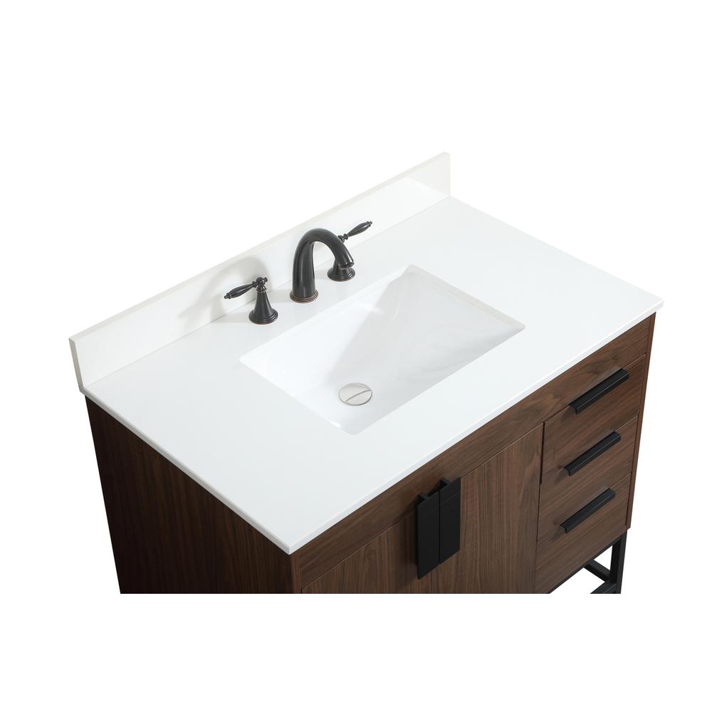 36 inch Single bathroom vanity in walnut with backsplash. Picture 10